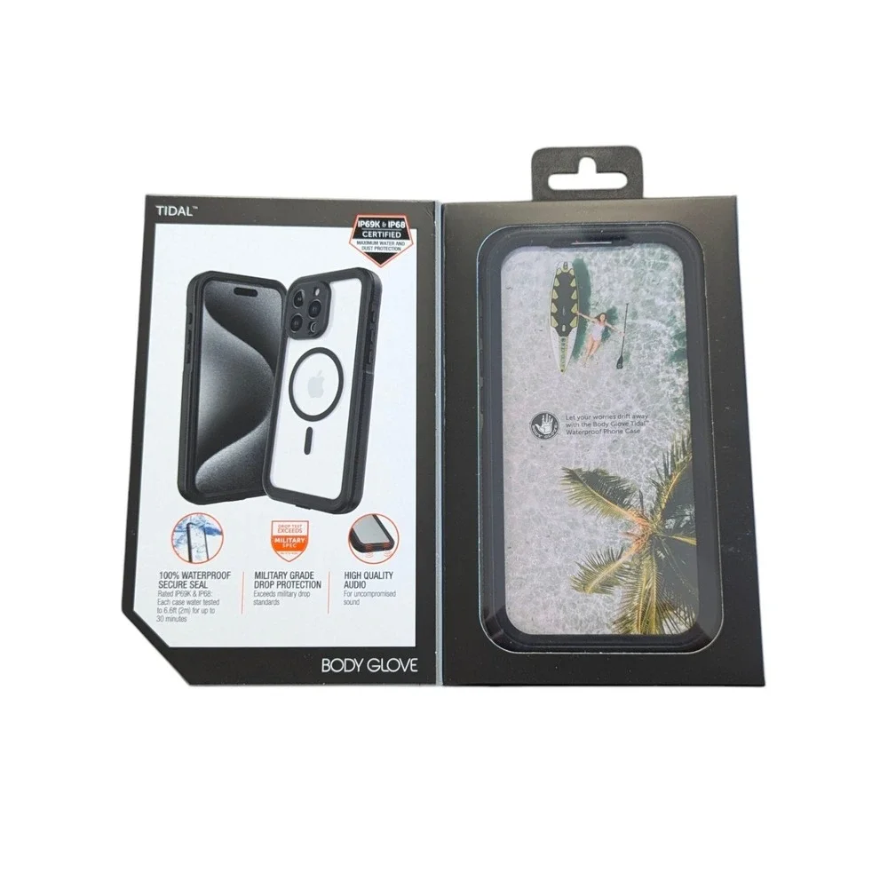 E8. Body Glove Tidal Waterproof MagSafe Case Apple iPhone 15 Pro - Black/Clear